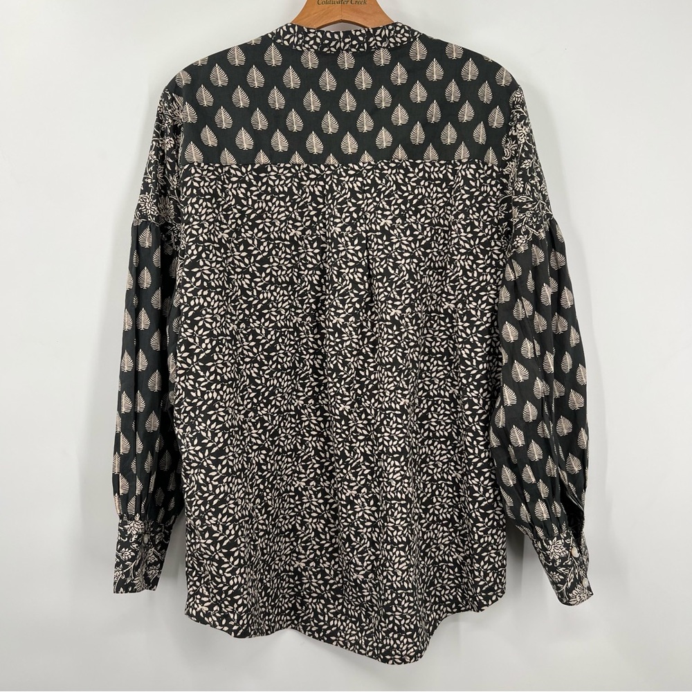 Faherty Adalyn Button Front Leaf Batik Print Blou… - image 5